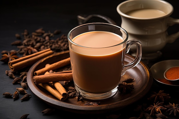 Photo indian kadak chai or fresh milk tea