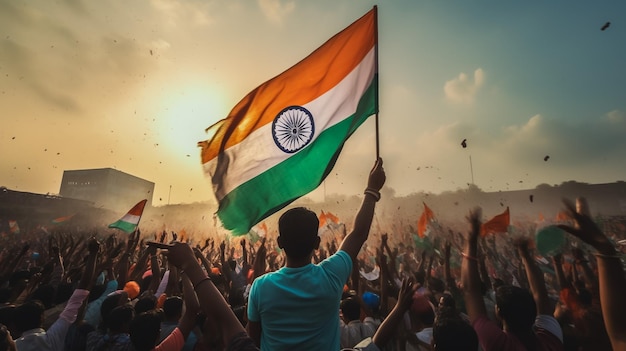 独立記念日を祝うインド人男性