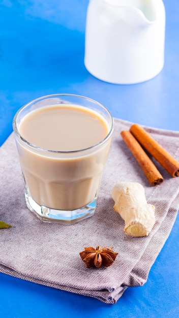 Indian Masala chai tea with spices in a cup