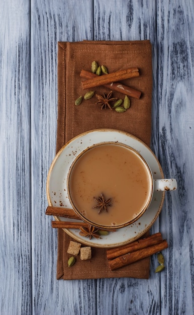 Indian masala tea with spices