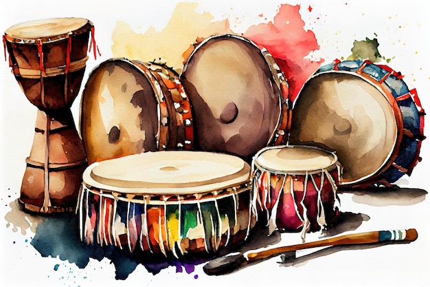 Indian musical instrument illustration Generative Ai