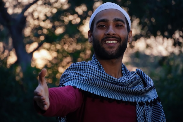 Indian Muslim man smiling image