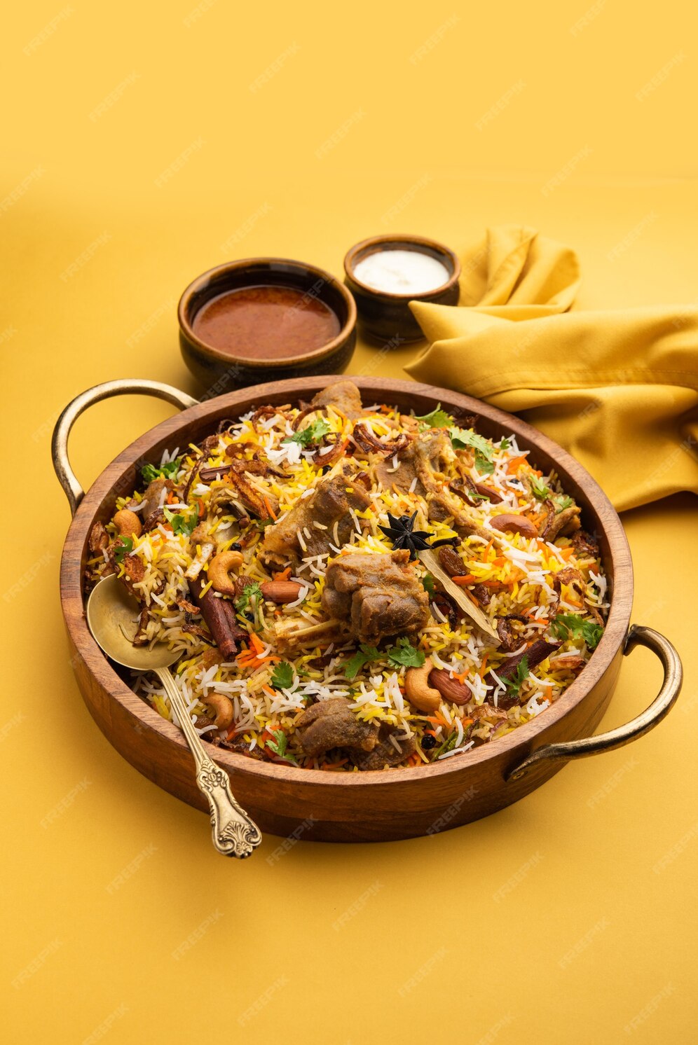 Premium Photo | Indian mutton biryani prepared in basmati rice served ...
