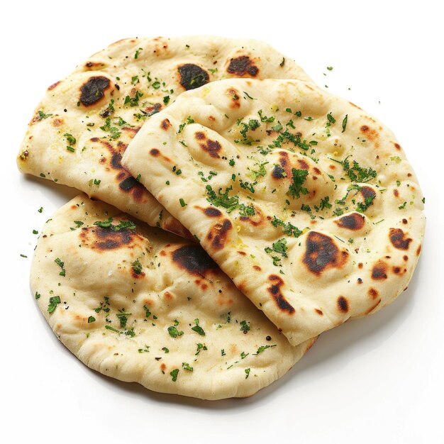 Indian naan bread white background