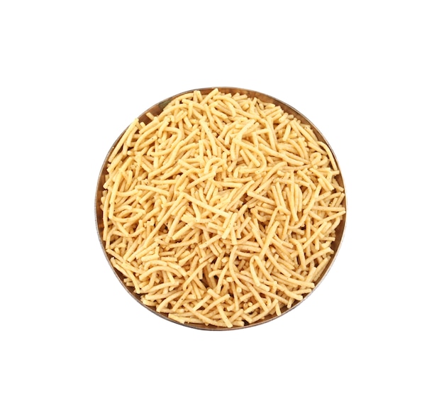 Indian Namkeen Aloo Sev on White Background