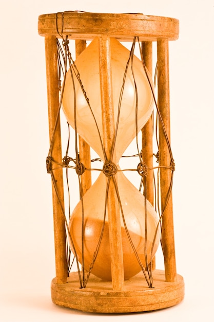 Indian old hourglass on white, aged 1850, currently in a Italian collection