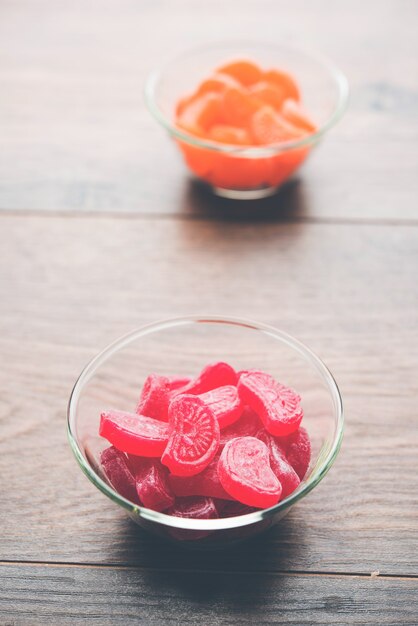 Photo indian old school days orange flavoured candy or chocolate which is a confectionery product