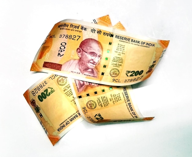 Photo indian paper currency of 200 rupees