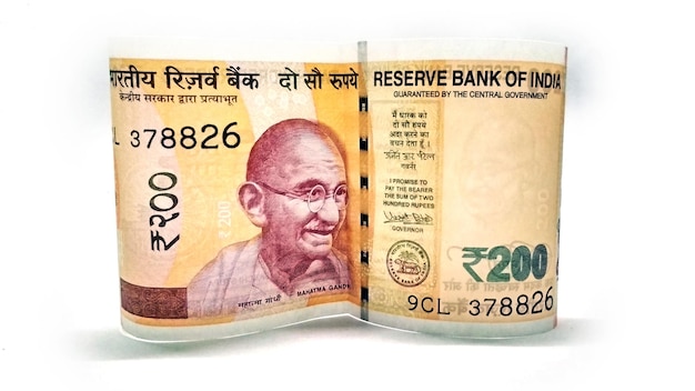 Indian paper currency of 200 rupees