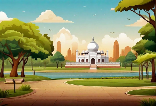 Indian park vector scene cartoon background