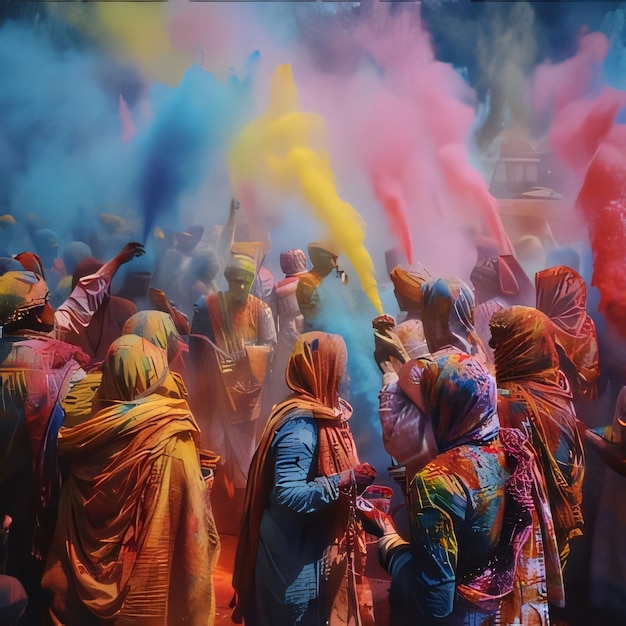 Indian people celebrate Holi festival in India Holi is the festival of colours