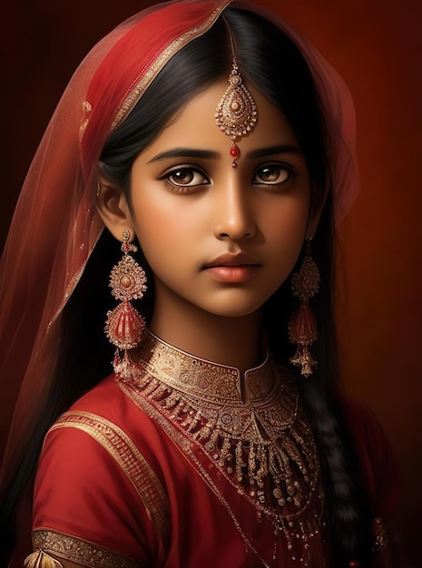 An indian princes in red dress