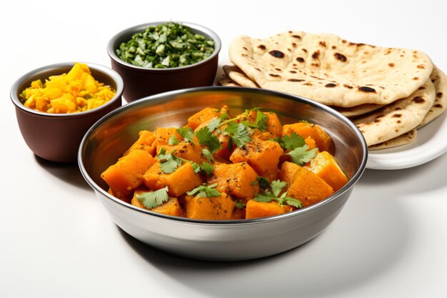 Premium Photo | Indian pumpkin curry with side dishes in traditional