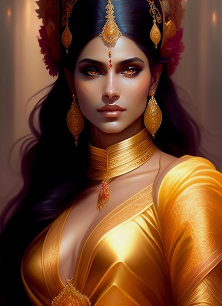 인도 여왕 또는 매우 우아한 여신 devi