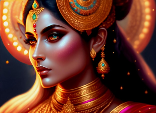 Indian queen or very graceful goddess devi