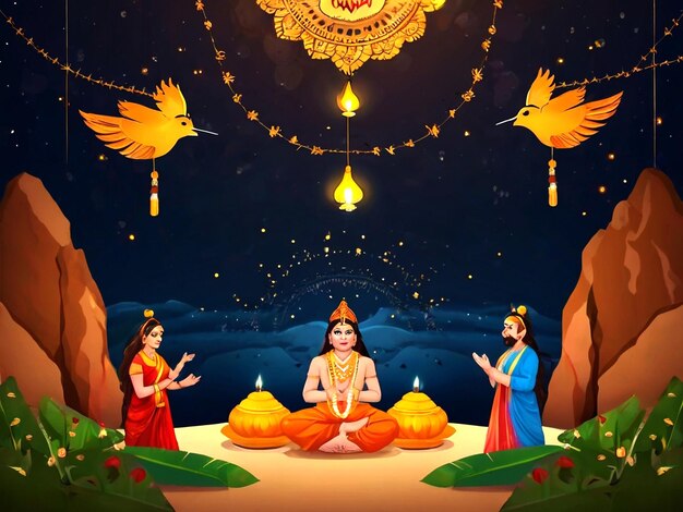 Индийский религиозный праздник счастливый говардан пужа индуистский праздник карты фона