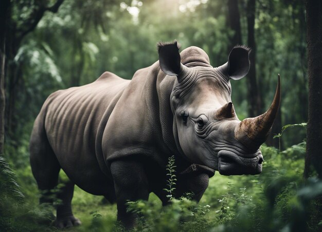 Photo a indian rhinoceros