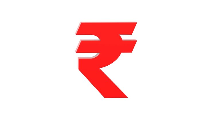 फोटो indian rupee currency symbol of india in red 3d rendering 3d illustration