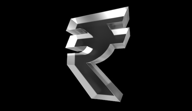 Foto rupia indiana o simbolo di valuta inr dell'india realizzato con glass 3d illustration 3d rendering