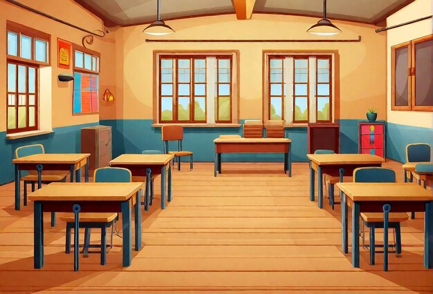 Photo indian school class room vector scene cartoon background