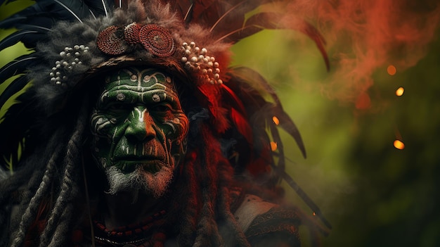 Indian shaman in the world of spirits