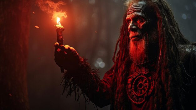 Indian shaman in the world of spirits