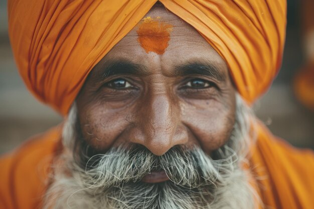 Indian Sikh man with turban and beard portrait