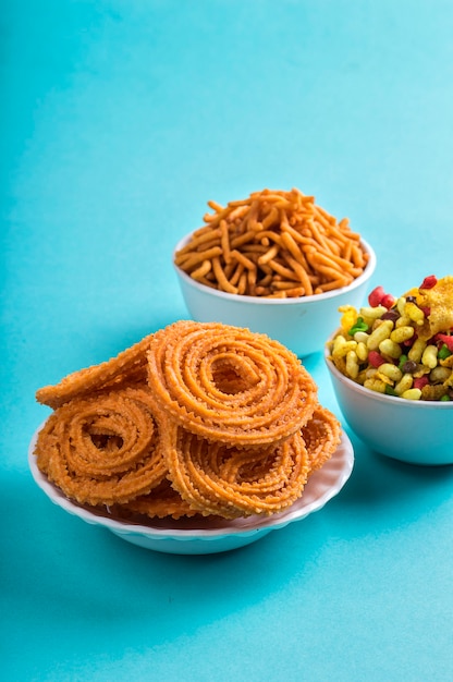 Indian Snack on white plates