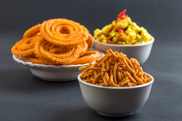 Indian Snack on white plates