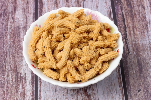 Indian snacks or soya sticks bowl in white bowl