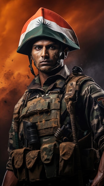 Indian soldier poster for indian independence day and republic day background