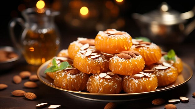 Indian special traditional sweet food peda in a bowl
