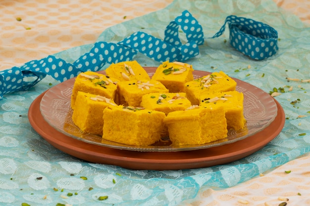 インドの特別な伝統的な甘い食べ物Soan Papdi
