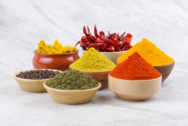 Photo indian spices collection on vintage background