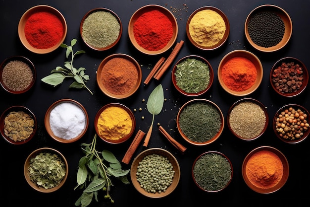 Indian spices on dark background