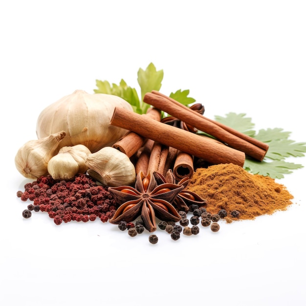 Photo indian spices on white background