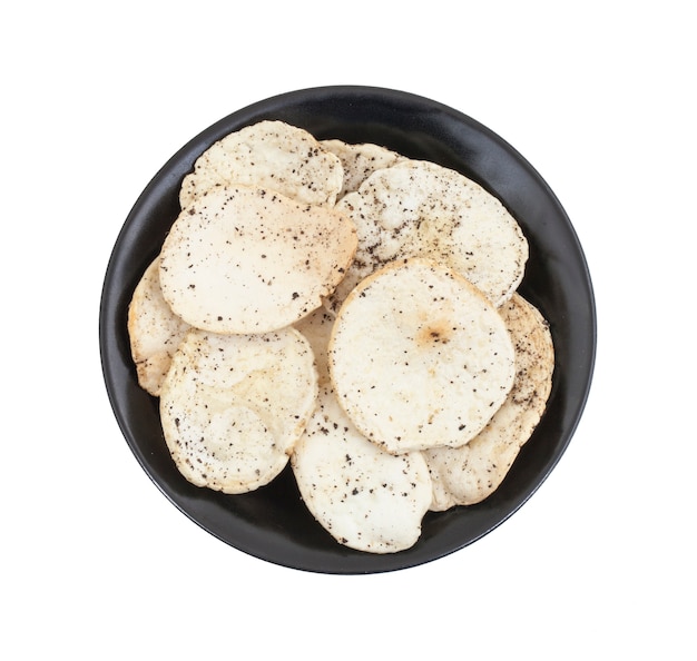 Indian Spicy Potato Chips on White Background