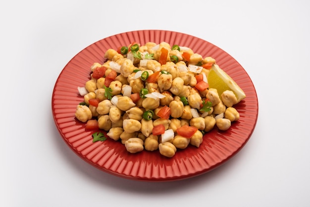 Indian Street Breakfast Chana Chaat Ook bekend als Chana Masala Chola Chana Chaat