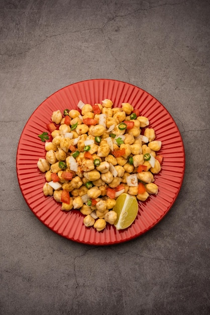 Indian Street Breakfast Chana Chaat Ook bekend als Chana Masala Chola Chana Chaat