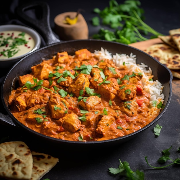 Indian street food delight homemade chicken tikka masala