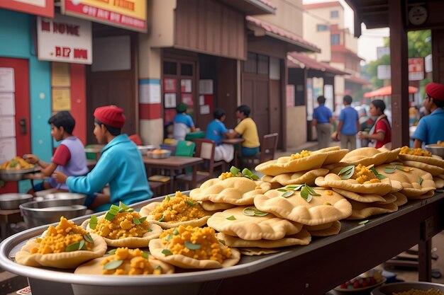 Photo indian street food khari puri