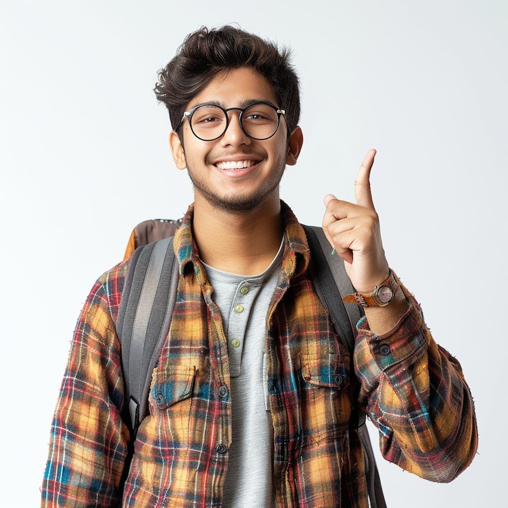 A indian student portrait with white background