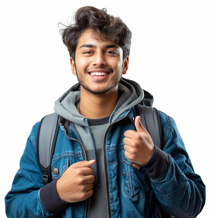 A indian student portrait with white background