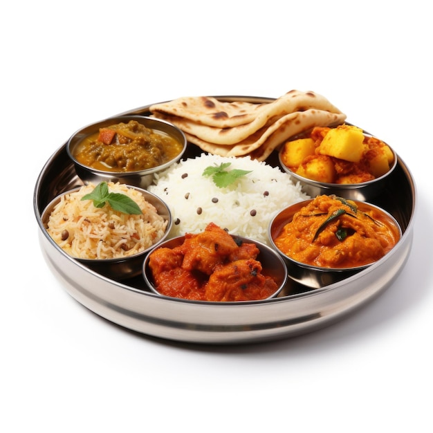 Indian style food meal lunch in white background