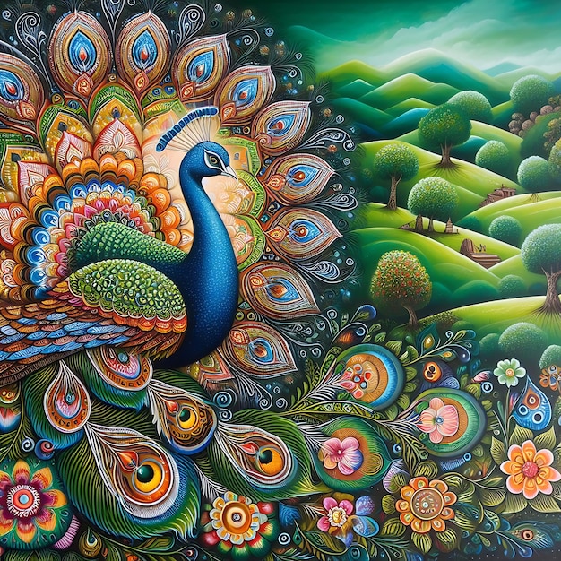 Foto carta da parati in stile peacock indiano