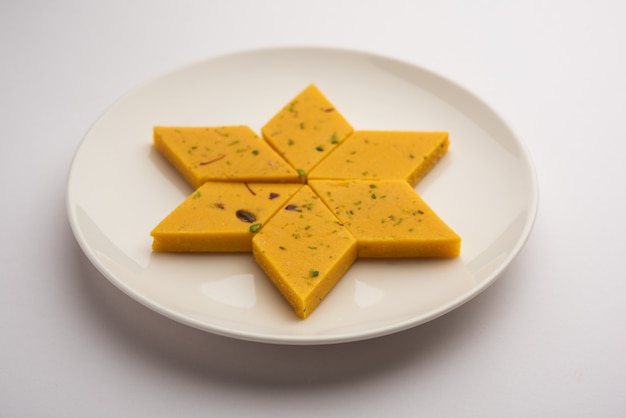 Indian Sweet Food Badam Barfi or Katli Also Known As Almond Sweet burfi or Mithai, barfee