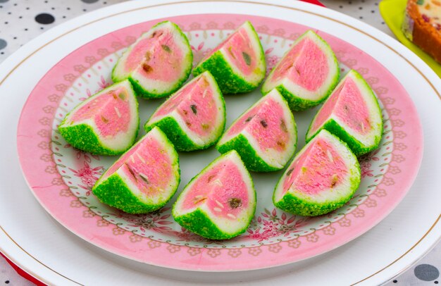 Indian Sweet Food Watermelon Mawa Burfi