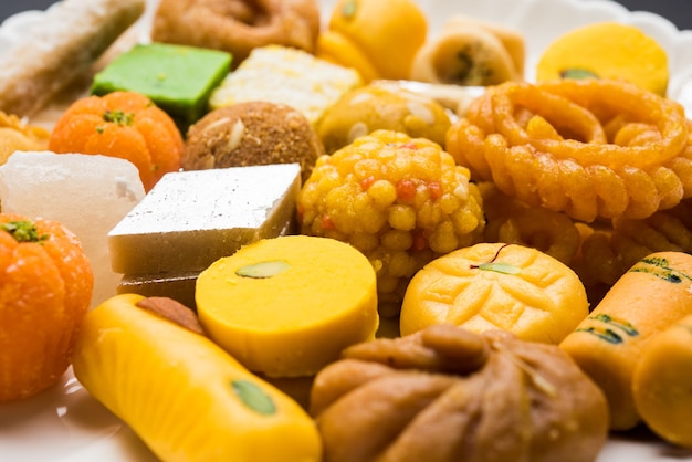 Indian sweet or mithai variety for diwali festival