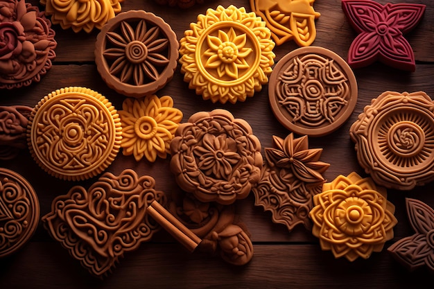 Indian sweets arranged in a decorative pattern