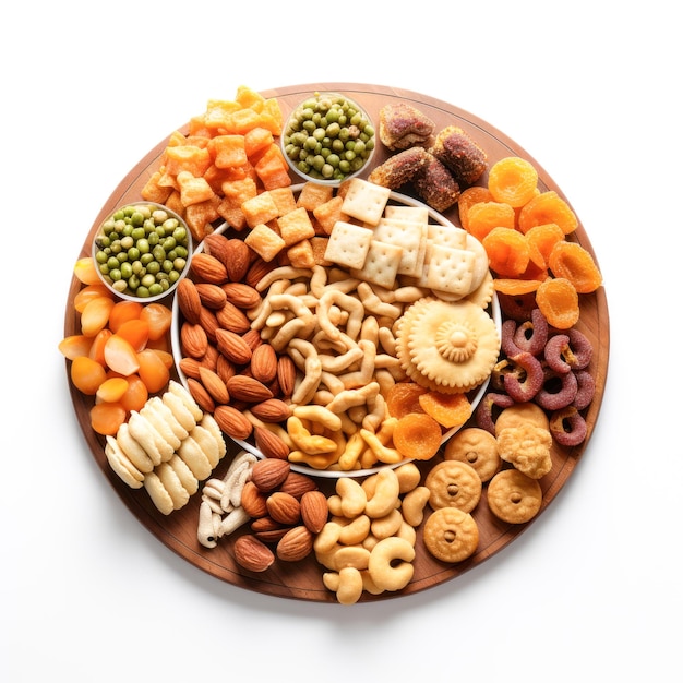 Photo indian sweets and snack in plate on white background